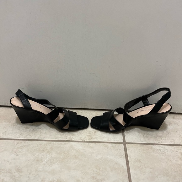 Franco Satro Black Wedge Sandals (Size 7.5) - Picture 7 of 13